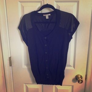 Kenneth Cole Black Two-Tone Blouse